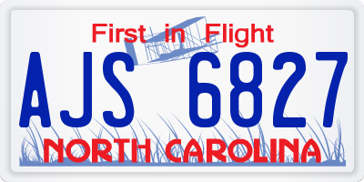 NC license plate AJS6827