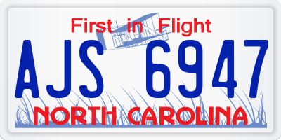 NC license plate AJS6947