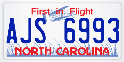 NC license plate AJS6993