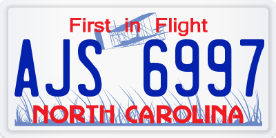 NC license plate AJS6997