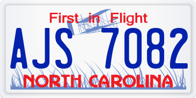 NC license plate AJS7082