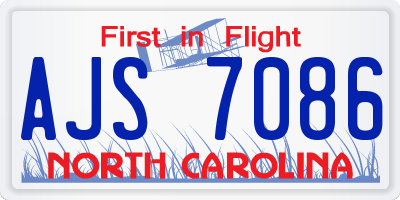 NC license plate AJS7086