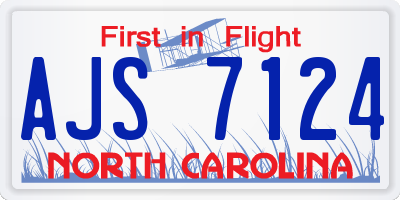 NC license plate AJS7124