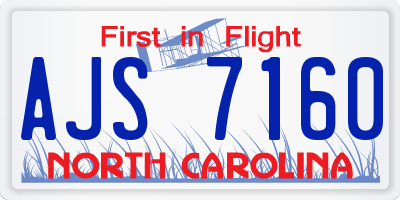 NC license plate AJS7160