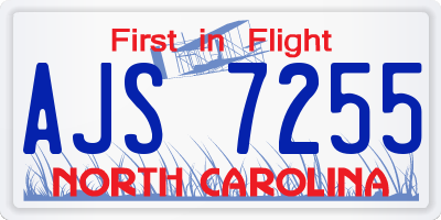 NC license plate AJS7255