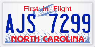 NC license plate AJS7299