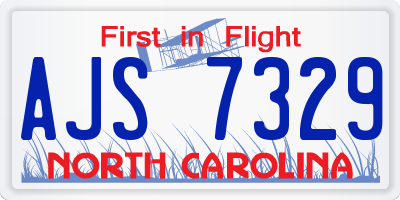 NC license plate AJS7329