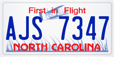 NC license plate AJS7347