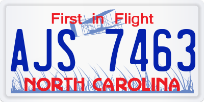 NC license plate AJS7463
