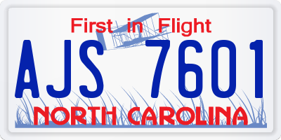 NC license plate AJS7601