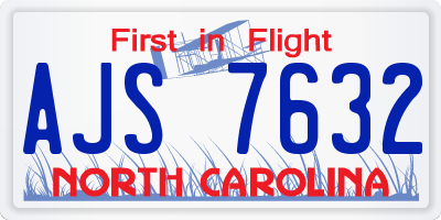 NC license plate AJS7632