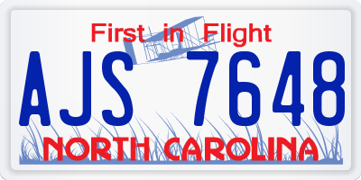 NC license plate AJS7648