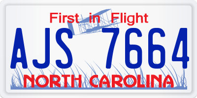 NC license plate AJS7664