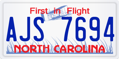 NC license plate AJS7694