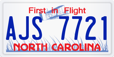 NC license plate AJS7721