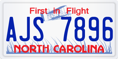 NC license plate AJS7896