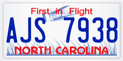 NC license plate AJS7938