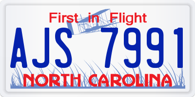 NC license plate AJS7991