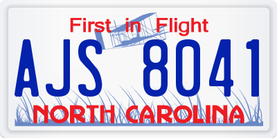NC license plate AJS8041