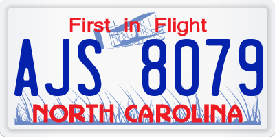 NC license plate AJS8079