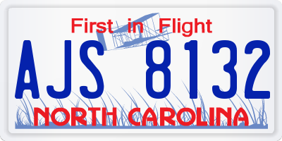 NC license plate AJS8132