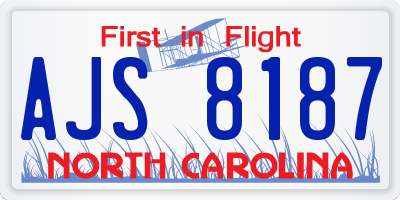 NC license plate AJS8187