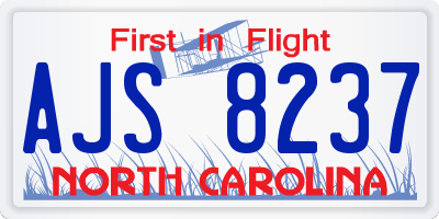 NC license plate AJS8237