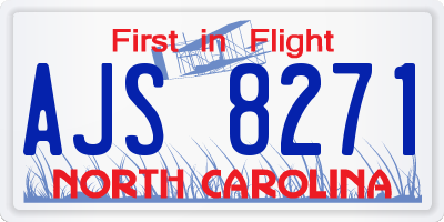 NC license plate AJS8271
