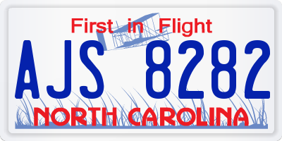 NC license plate AJS8282