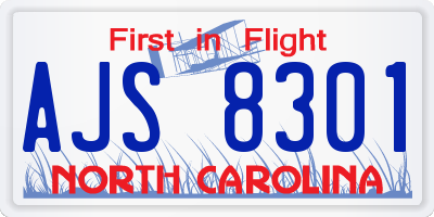 NC license plate AJS8301
