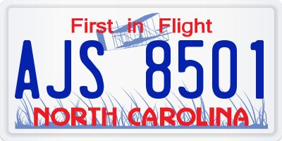 NC license plate AJS8501