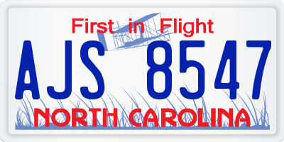 NC license plate AJS8547
