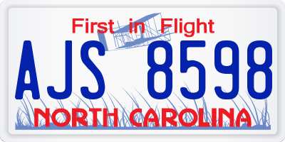 NC license plate AJS8598
