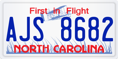 NC license plate AJS8682