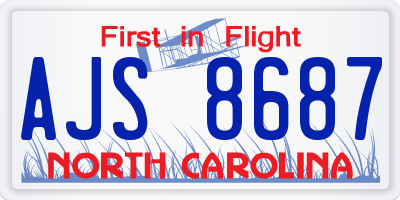 NC license plate AJS8687