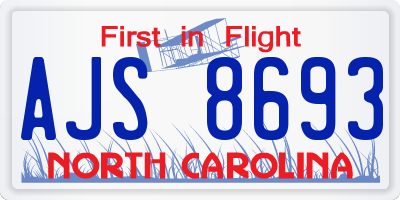 NC license plate AJS8693