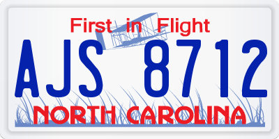 NC license plate AJS8712