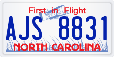 NC license plate AJS8831