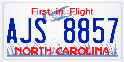 NC license plate AJS8857