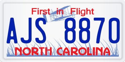 NC license plate AJS8870