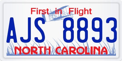 NC license plate AJS8893