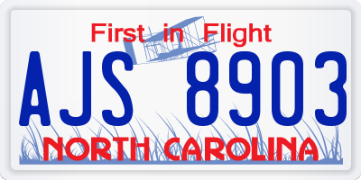 NC license plate AJS8903