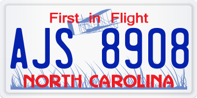 NC license plate AJS8908