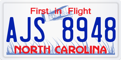 NC license plate AJS8948