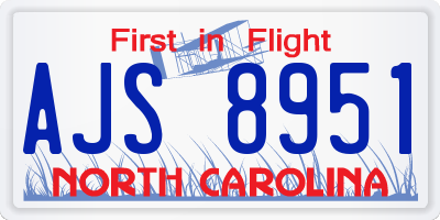 NC license plate AJS8951