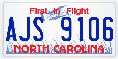 NC license plate AJS9106