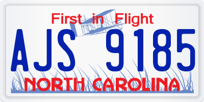 NC license plate AJS9185