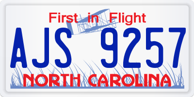 NC license plate AJS9257
