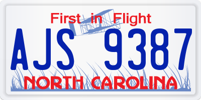 NC license plate AJS9387