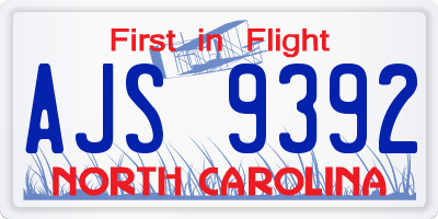 NC license plate AJS9392